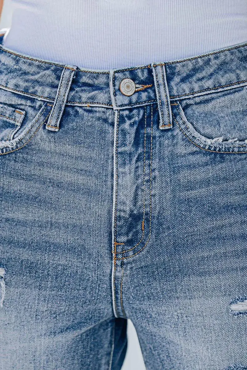 Cut Out Raw Hem High Waist Straight Leg Cropped Jeans