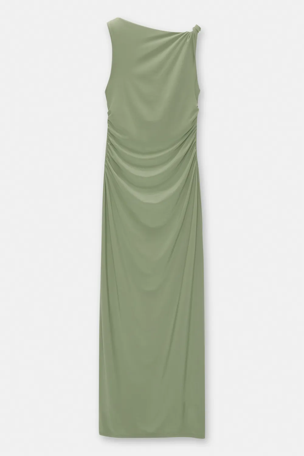 Vestido midi asimétrico frunces