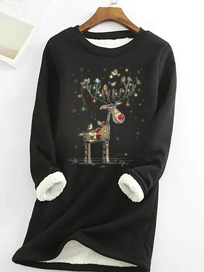 Christmas Element Elk Printed Women's Thermal