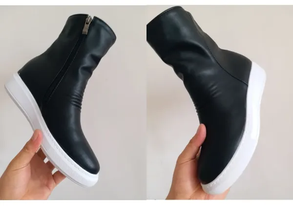 Women’s PU Ankle Boots – Round Toe, Zipper, Flat Casual Autumn Shoes
