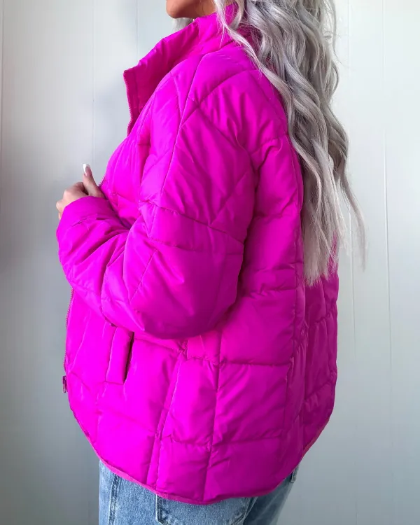 Views Puffer Jacket - Fuchsia