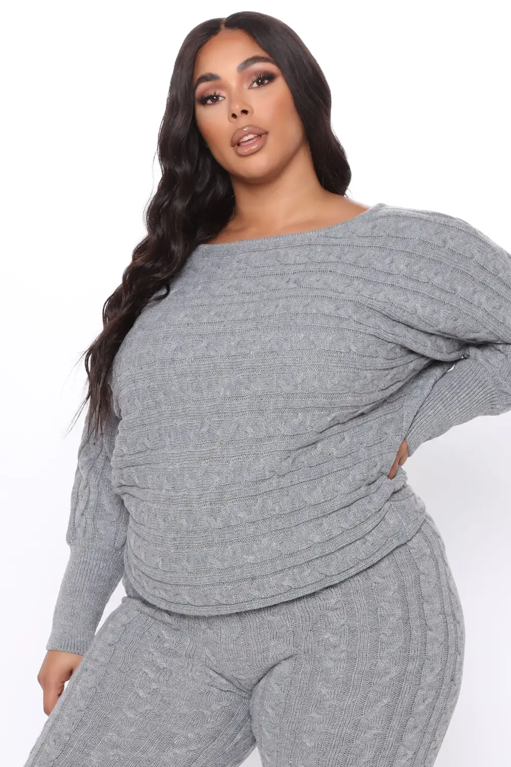Got Me Chilled Down Sweater Set - Heather Grey