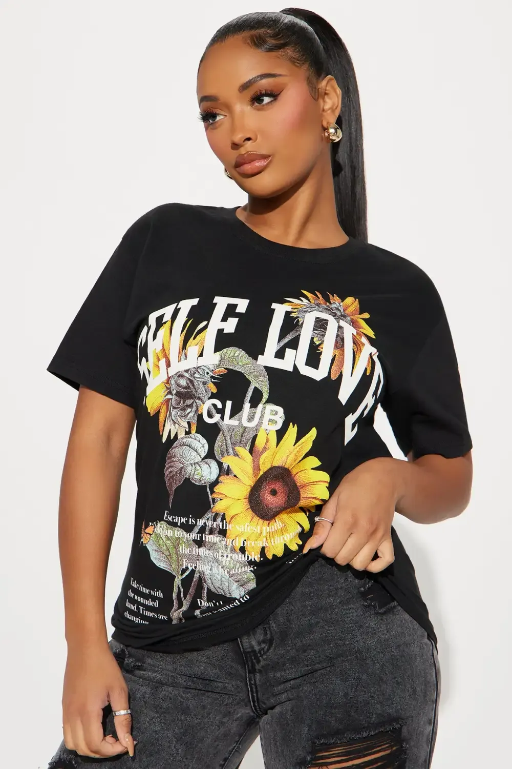 Self Love Sunflower Short Sleeve Tee - Black