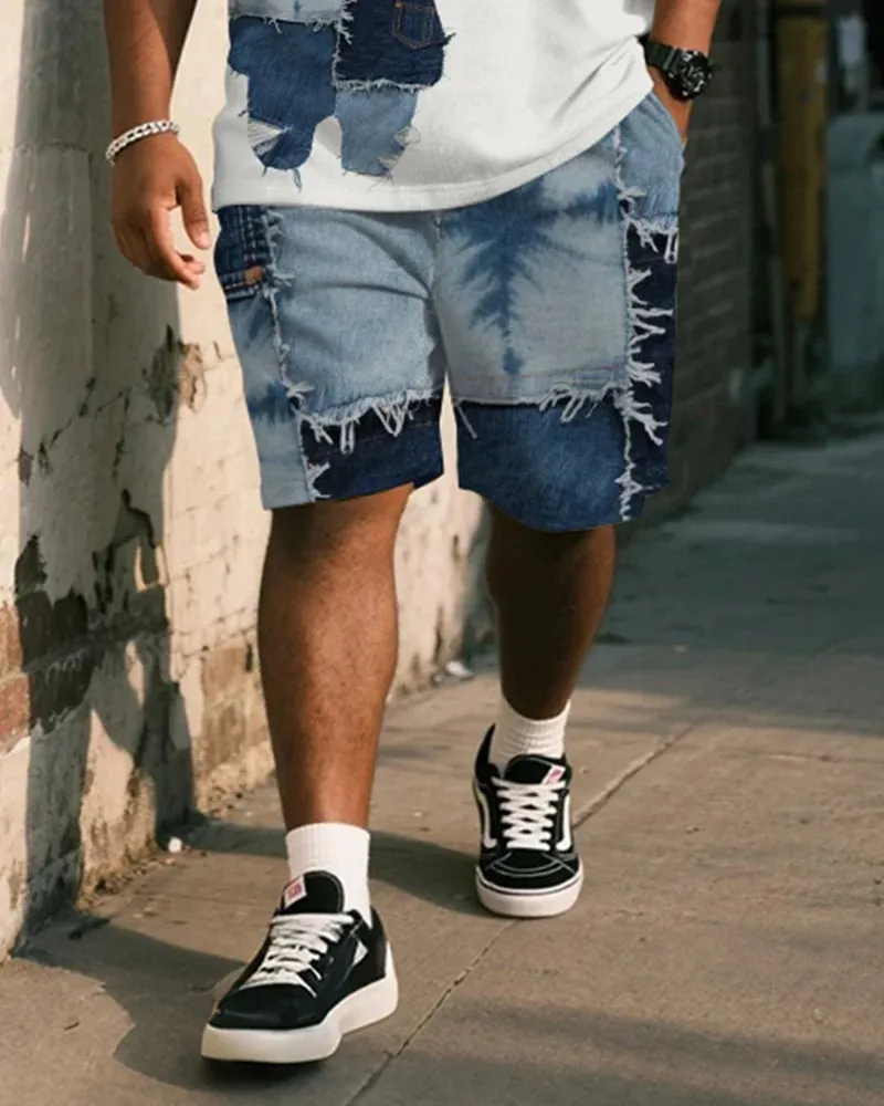 Big & Tall Men's Bear Print Tank Top and Shorts Suit