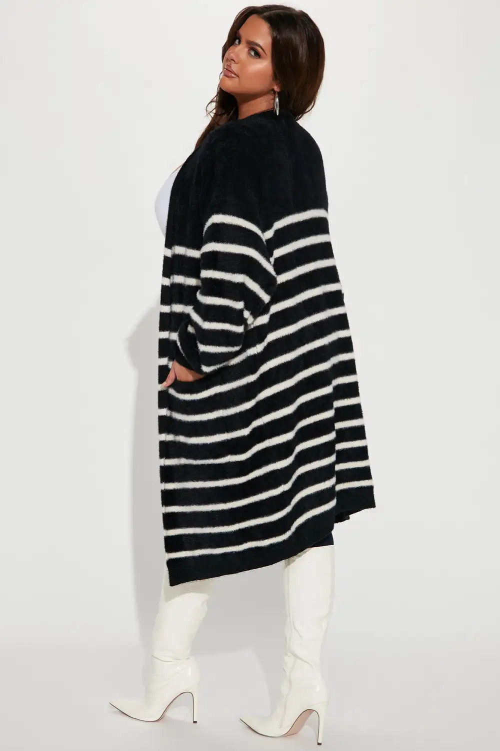 Feelin' Fine Striped Cardigan - Black/combo