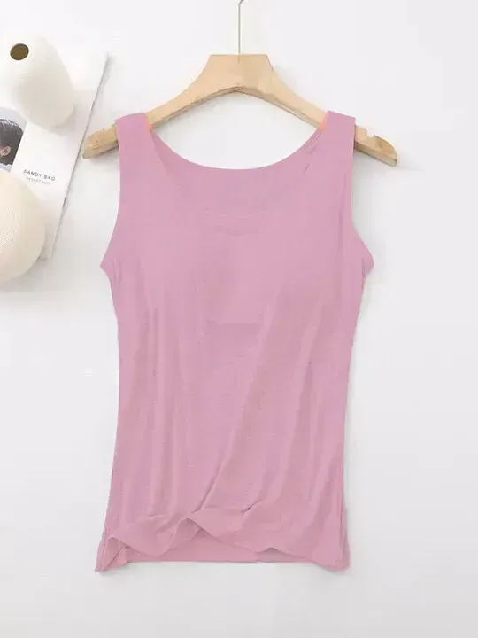 Women's Tank Top with Built-In Bra, Sleeveless Casual Basic Round Neck Regular - 10-Piece Sets