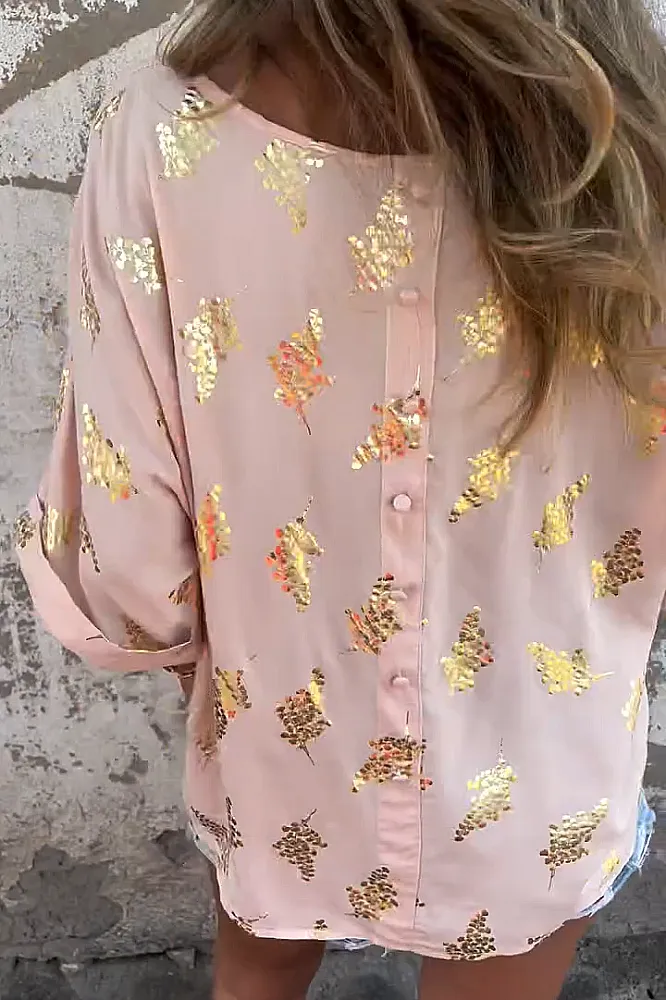 Women's Hot Stamped Plant Pattern T-shirt