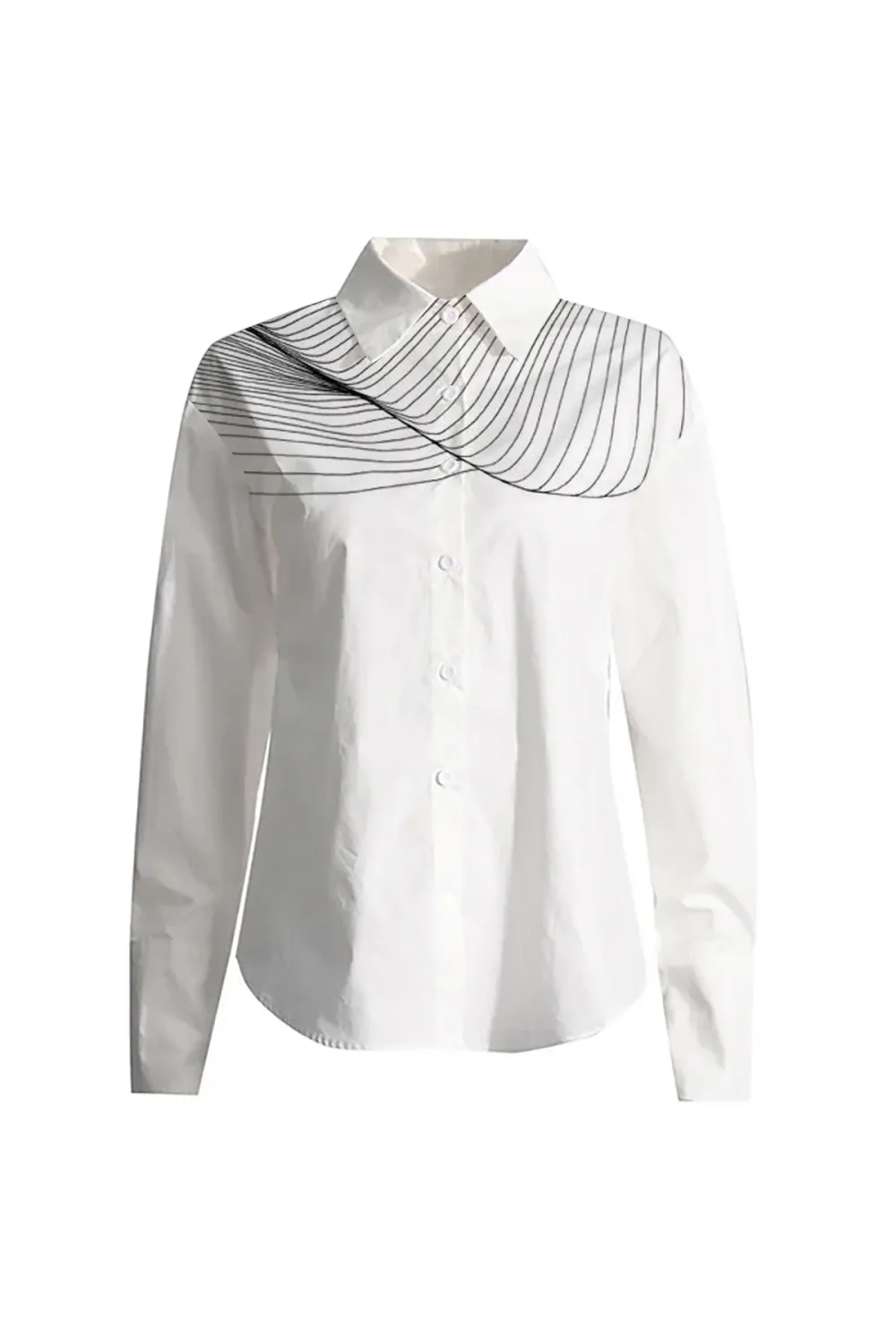 Sexy Bow Tie Trim Cutout Back Long Sleeve Collared Button Down Shirt