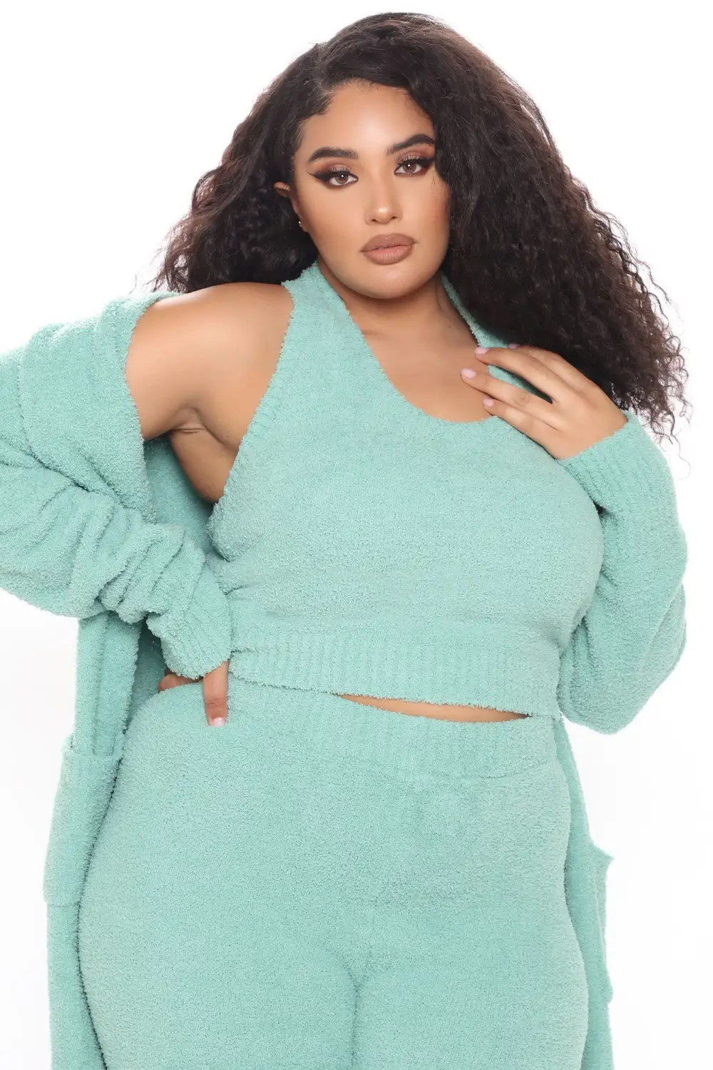 Keep Me Cozy Fuzzy 3 Piece Legging Set - Sage