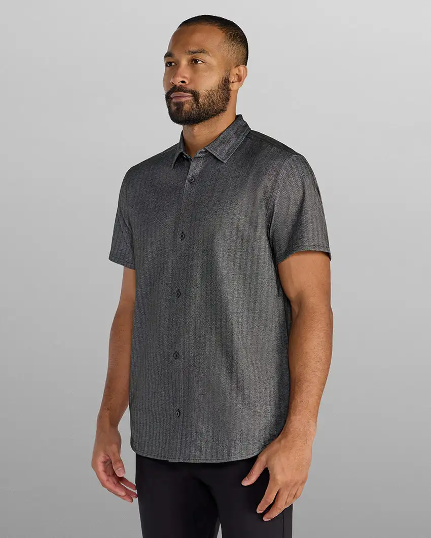 Herringbone Short Sleeve Button Down