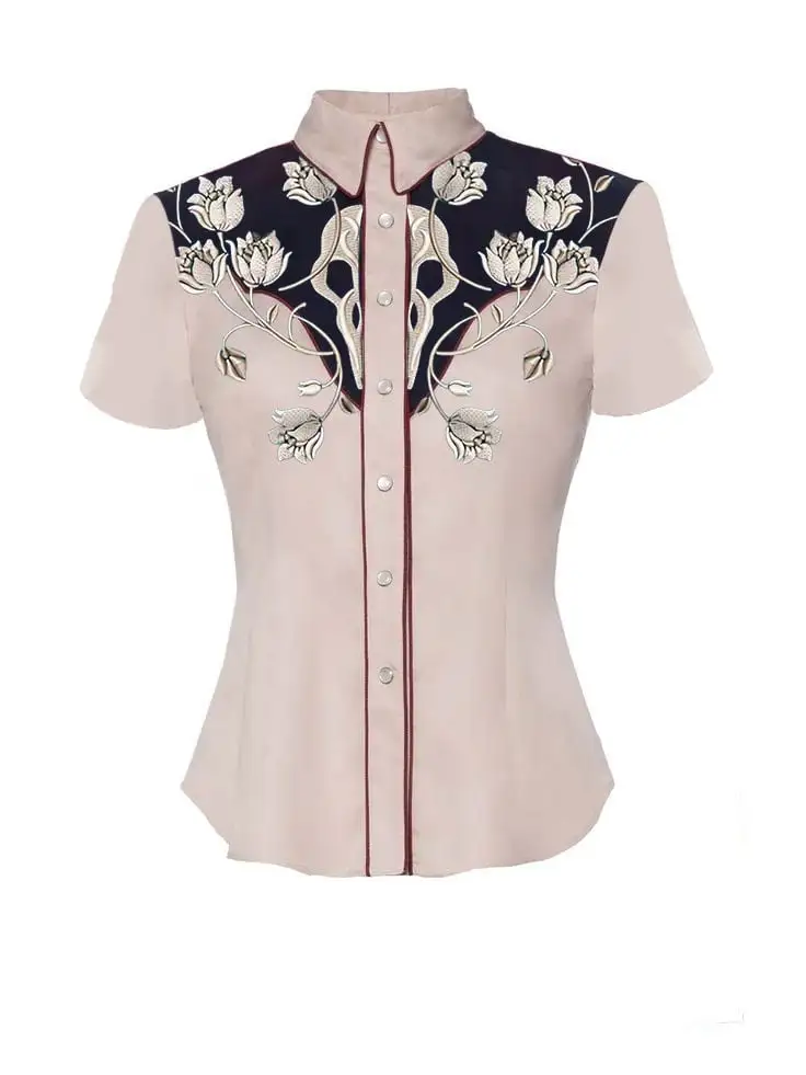 Vintage Floral And Raven Skulls Printed Shirt