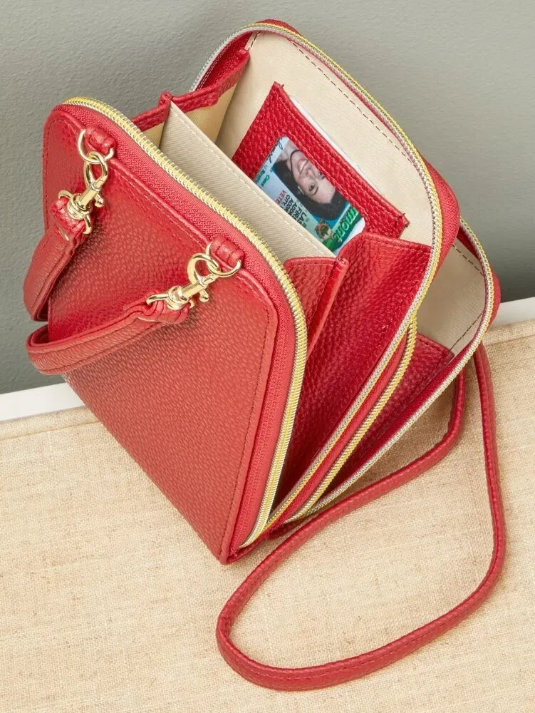 Women's Vertical RFID-Blocking Crossbody Bag