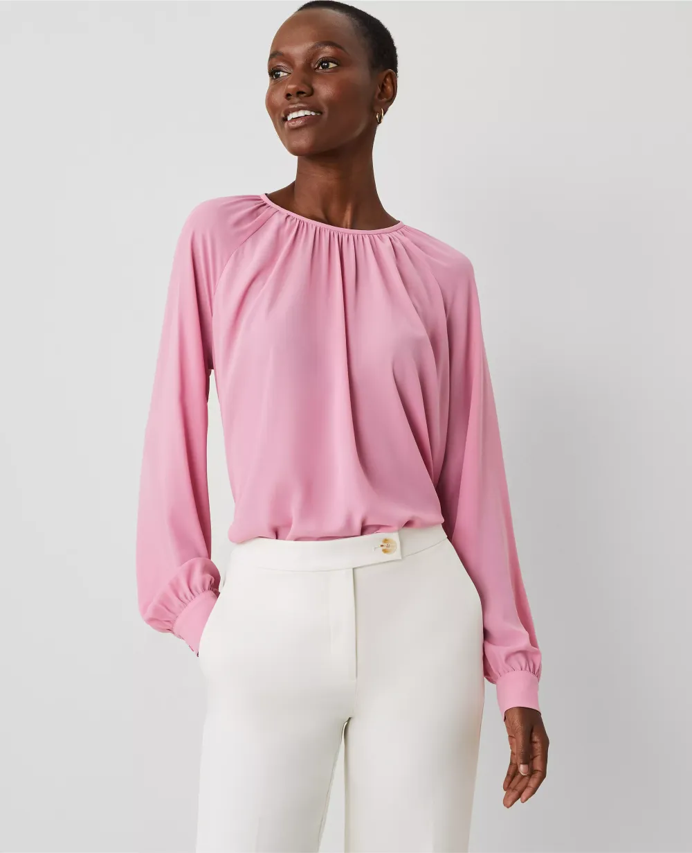 Shirred Raglan Blouse