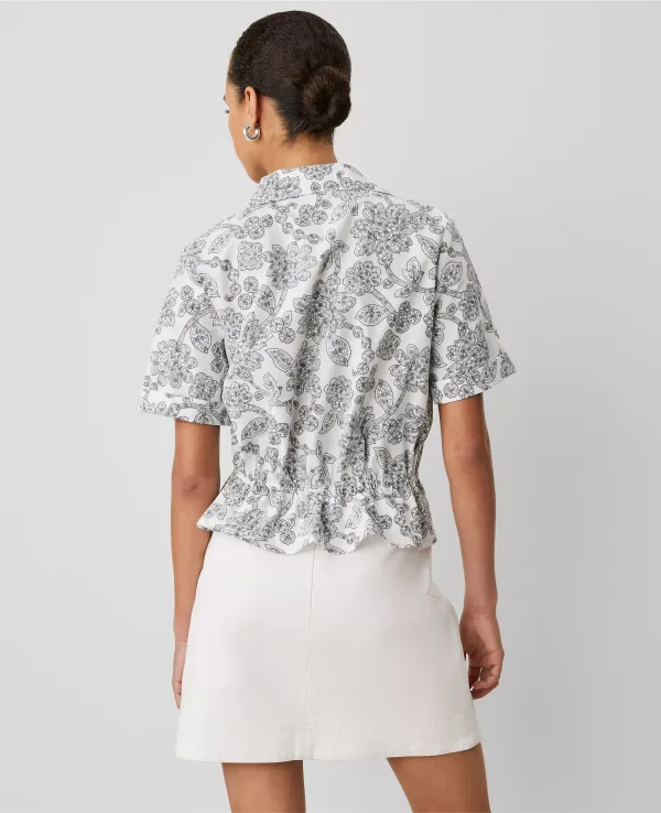 Weekend Collection Paisley Tie Waist Peplum Shirt