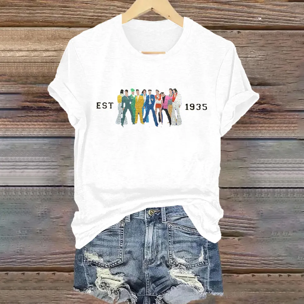 Women's Est 1935 Print Short Sleeve Round Neck Cotton T-Shirt