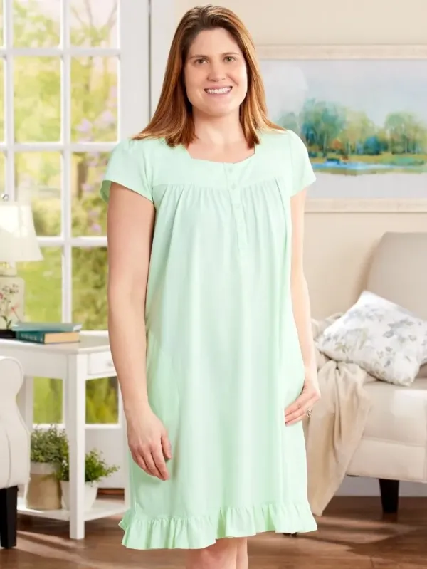 Ella Simone Cotton Knit Classic Shortie Nightgown