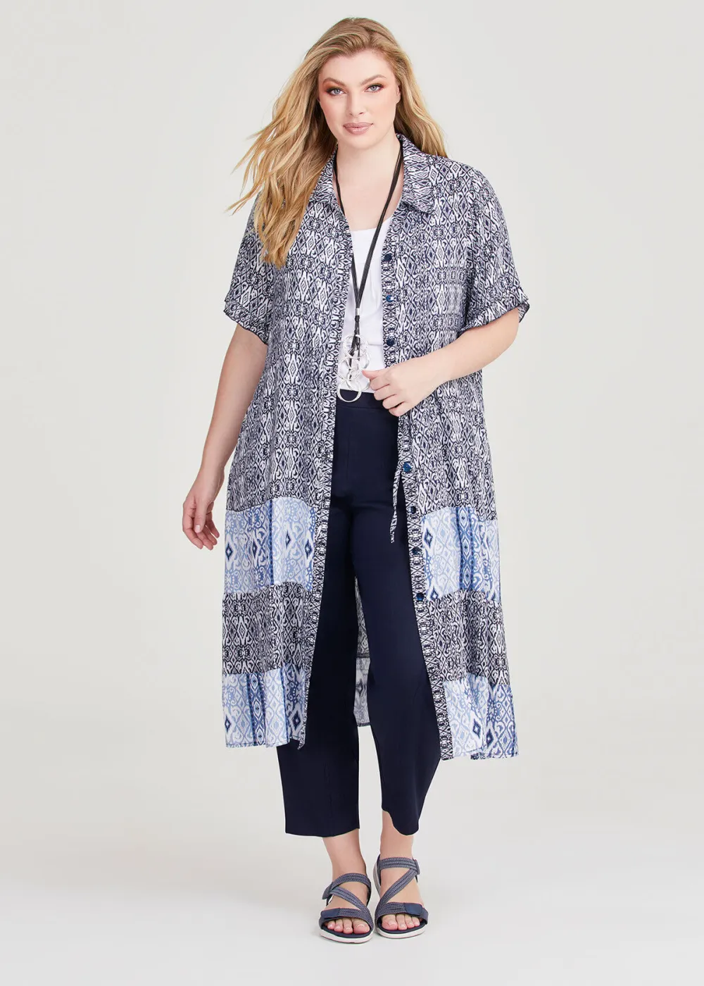 Ikat Lurex Tier Natural Dress