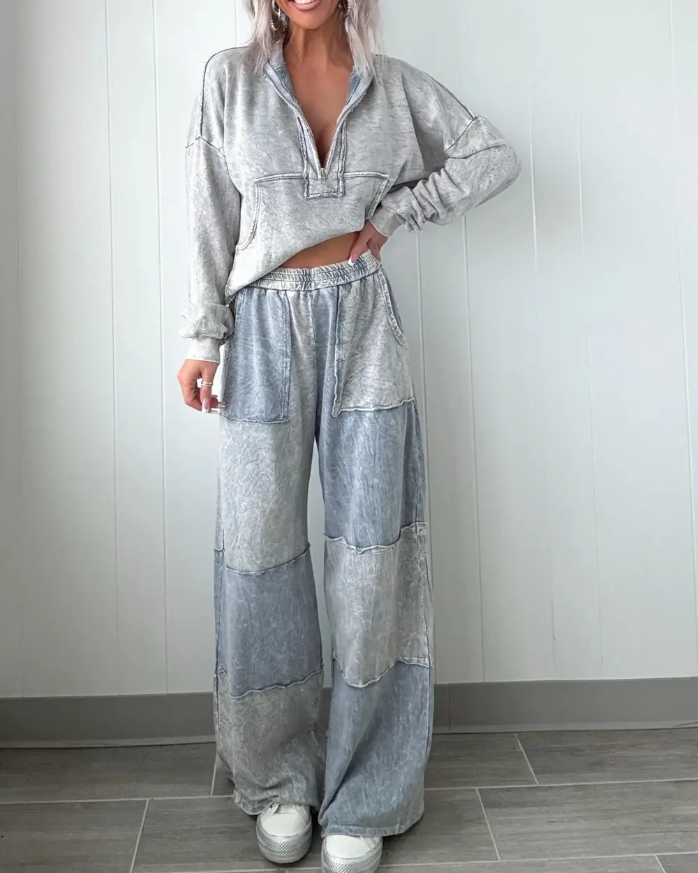 Colorblock Lounge Pants - Grey