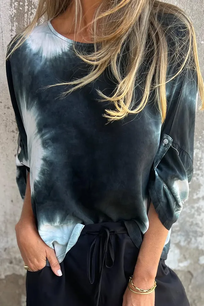 Women's gradient sleeve tie top