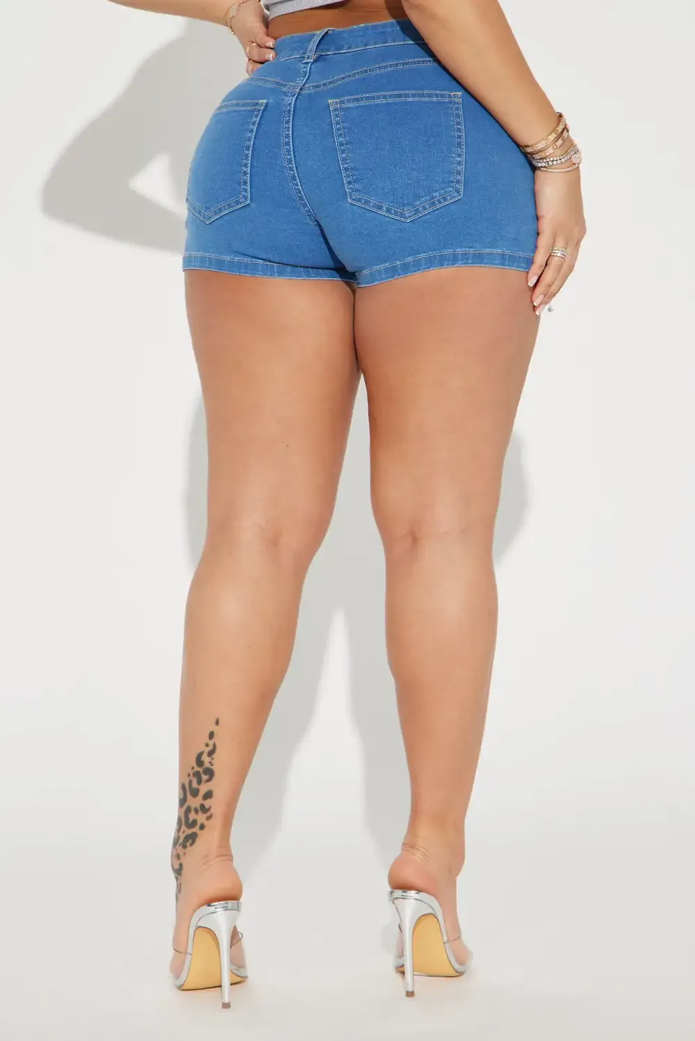 Bling Babe Embellished Denim Shorts - Medium Wash