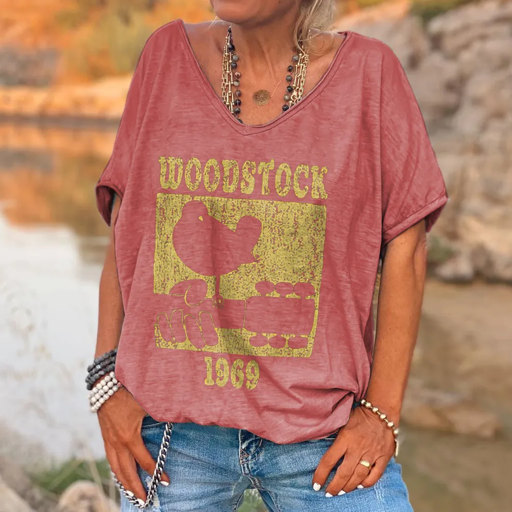Bird And Guitar Music Woodstock Women Tees