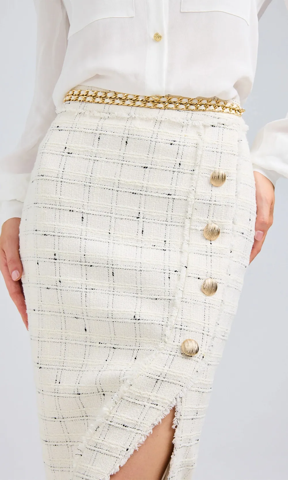 Arcadia Windowpane Tweed Skirt