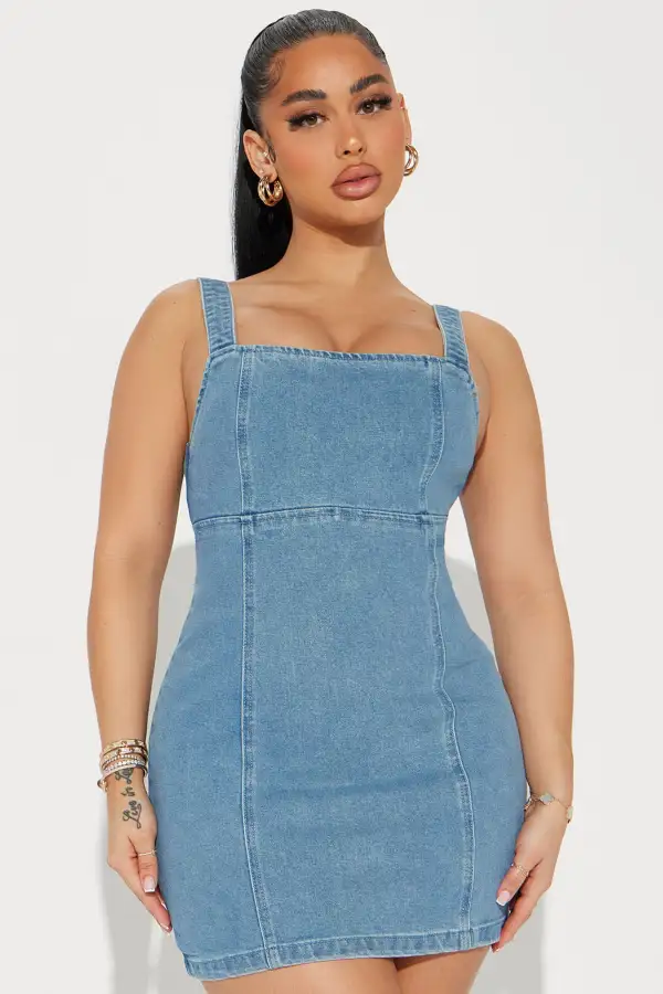 Tara Denim Mini Dress - Medium Wash