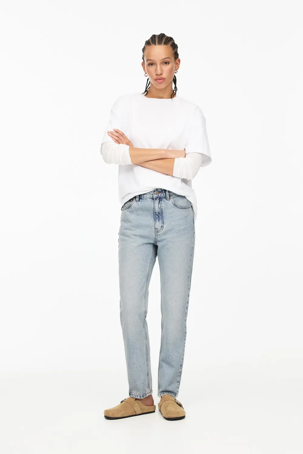 Jeans mom tiro alto