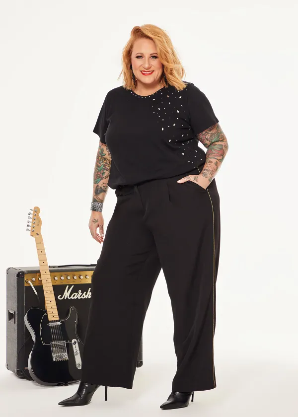 Trim Detail Wide Leg Pant