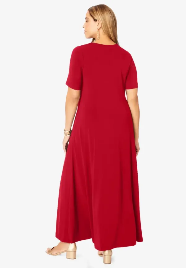 Stretch Knit Sweetheart Maxi Dress