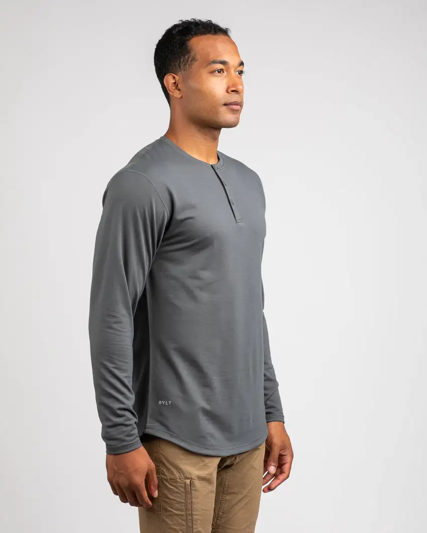 Henley Drop-Cut Long Sleeve: Bylt Signature