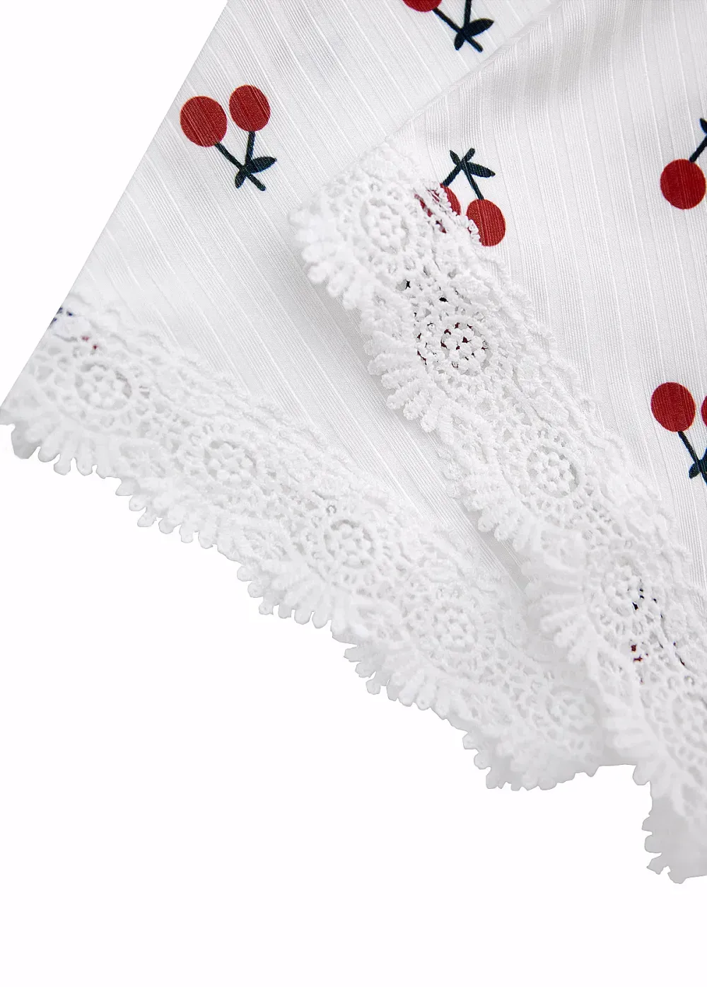 White Fruit Printing Short Sleeve Lounge Top and Pants