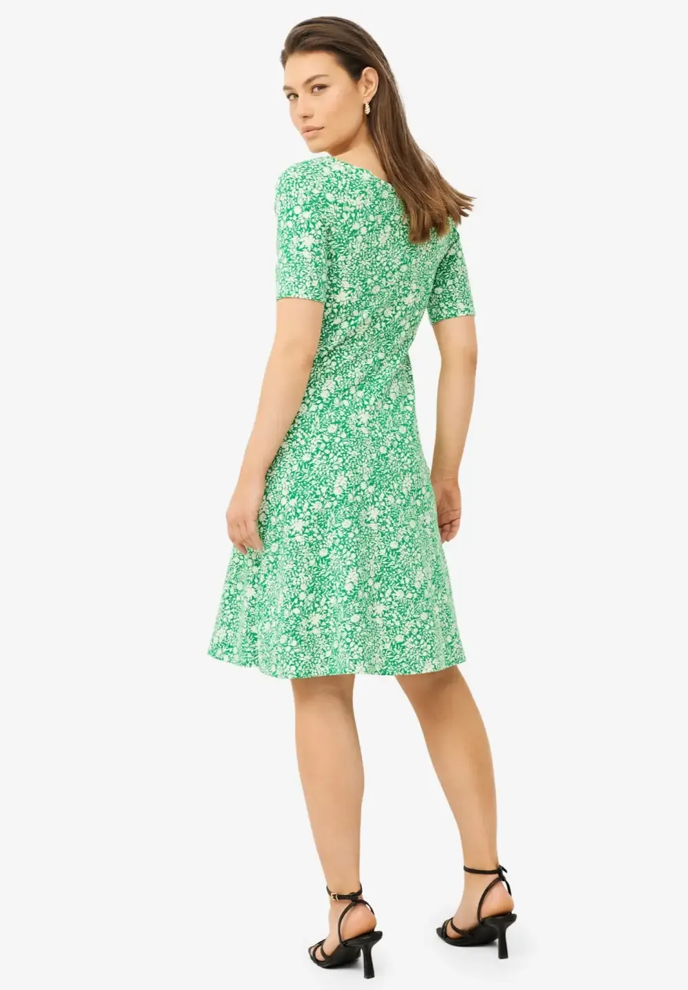 Short Sleeve Fit & Flare Knit Dress
