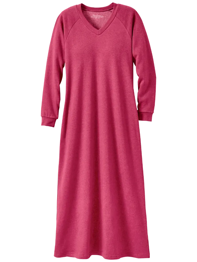 Heathered Sweatshirt V-Neck Popover Nightgown