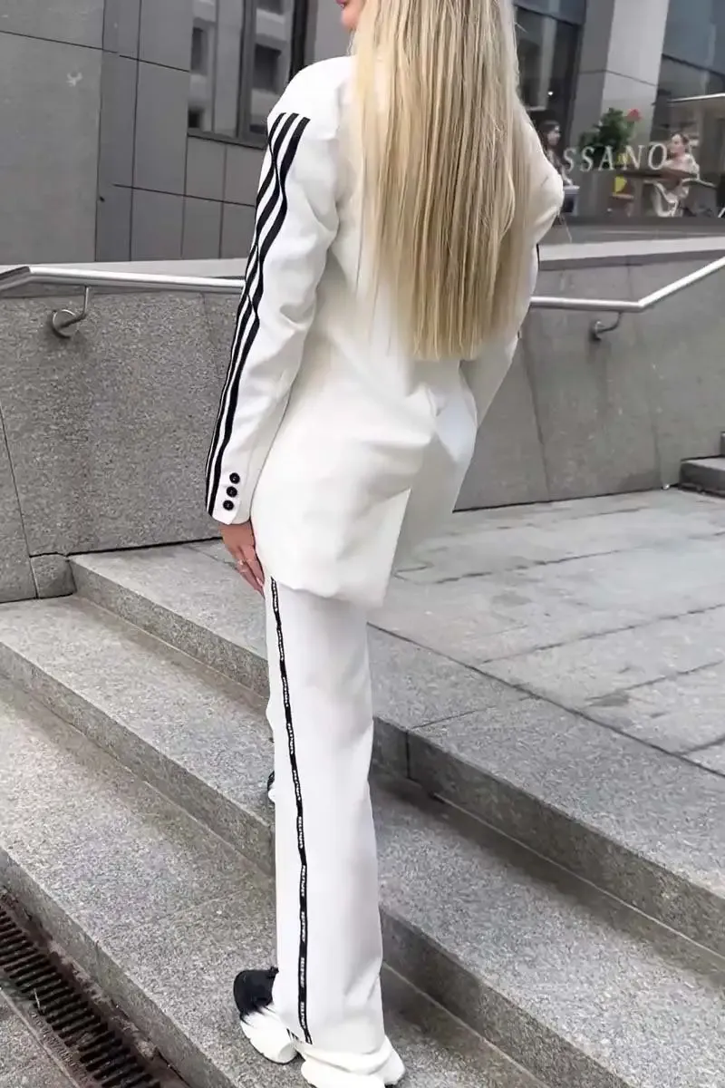 Women's casual loose webbing splicing suit