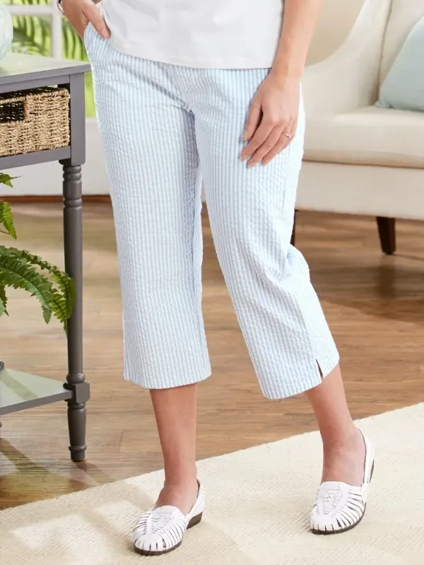 Women's Fresh Stripe Pull-On Capri Pants