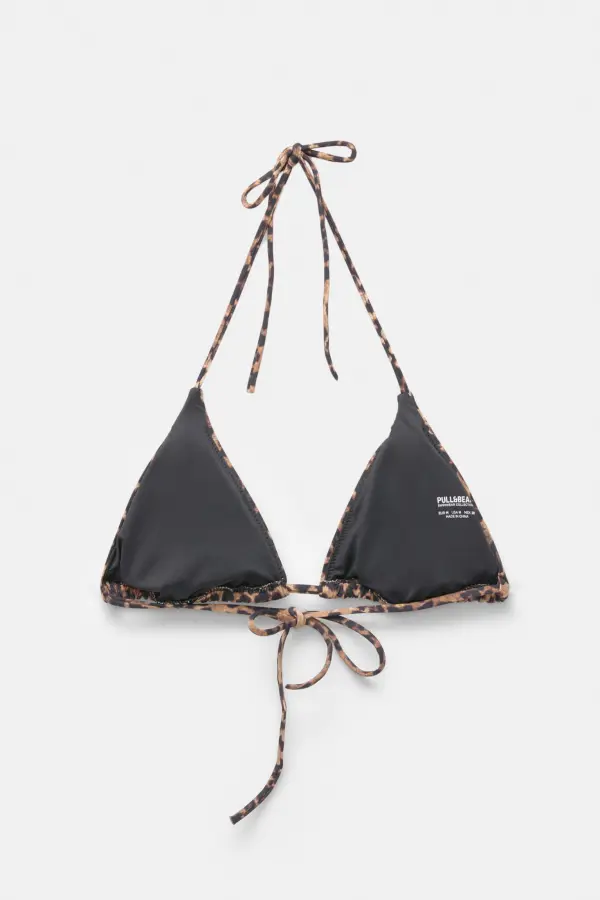 Leopard print triangle bikini top