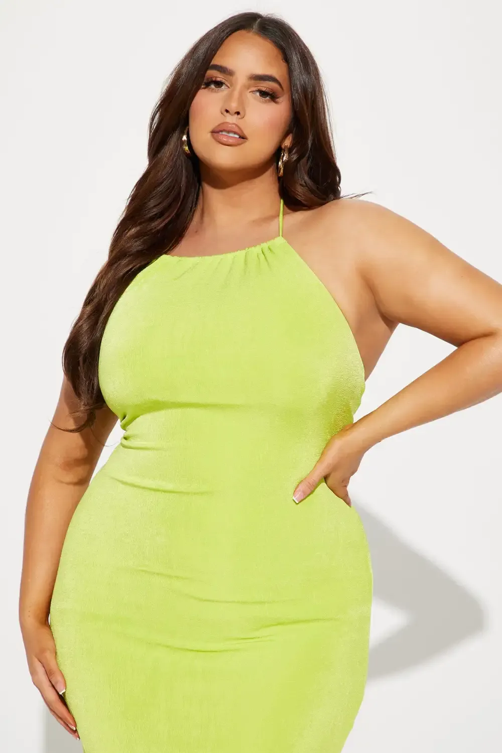 Daysi Slinky Midi Dress - Lime