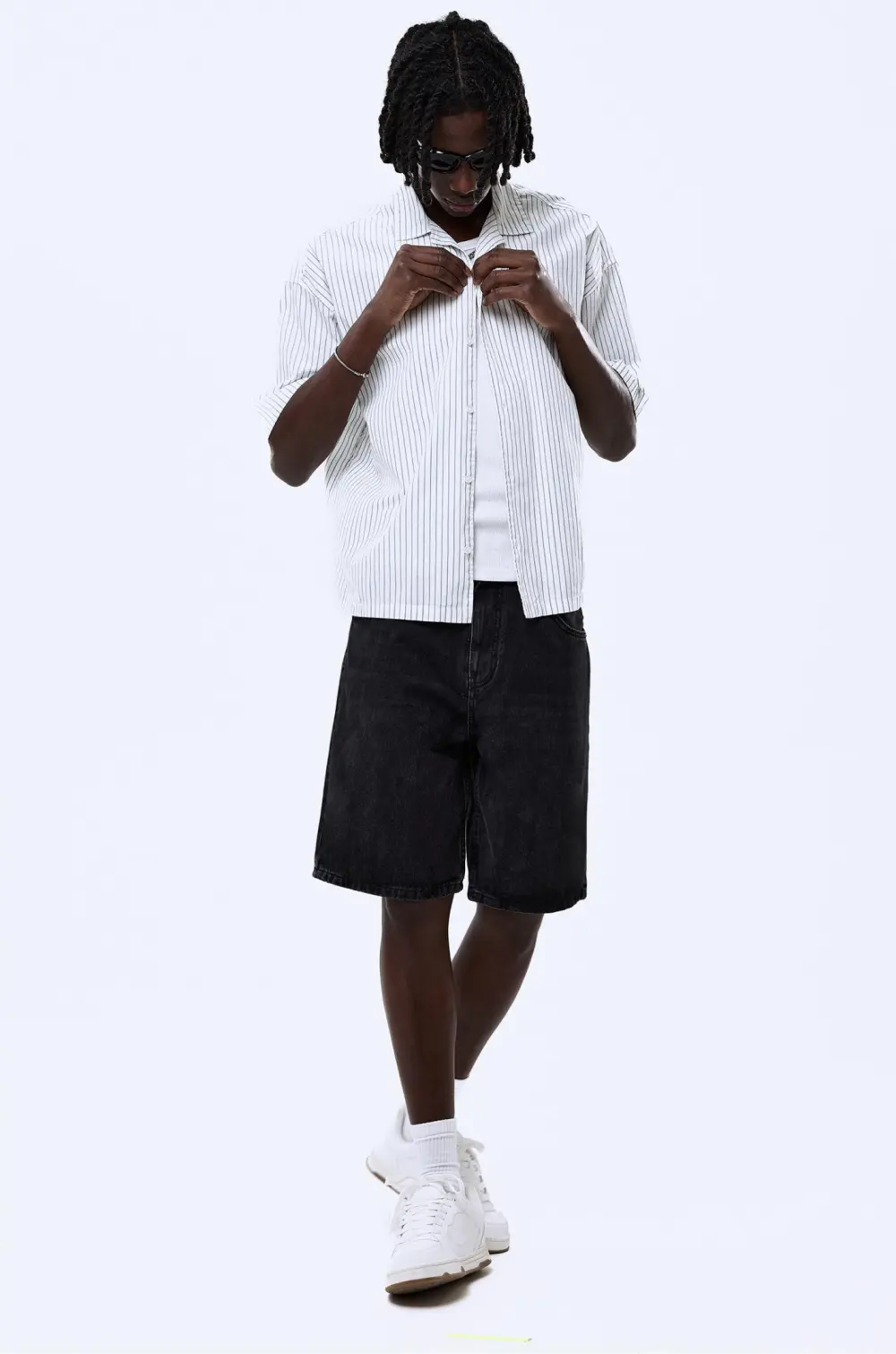 Baggy denim Bermuda shorts