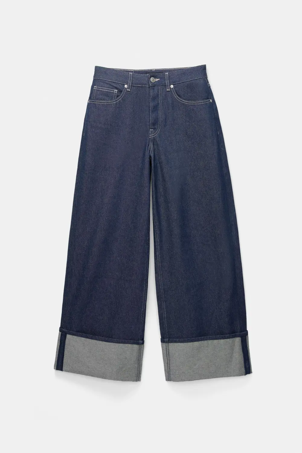 Jeans super wide leg vuelta bajo