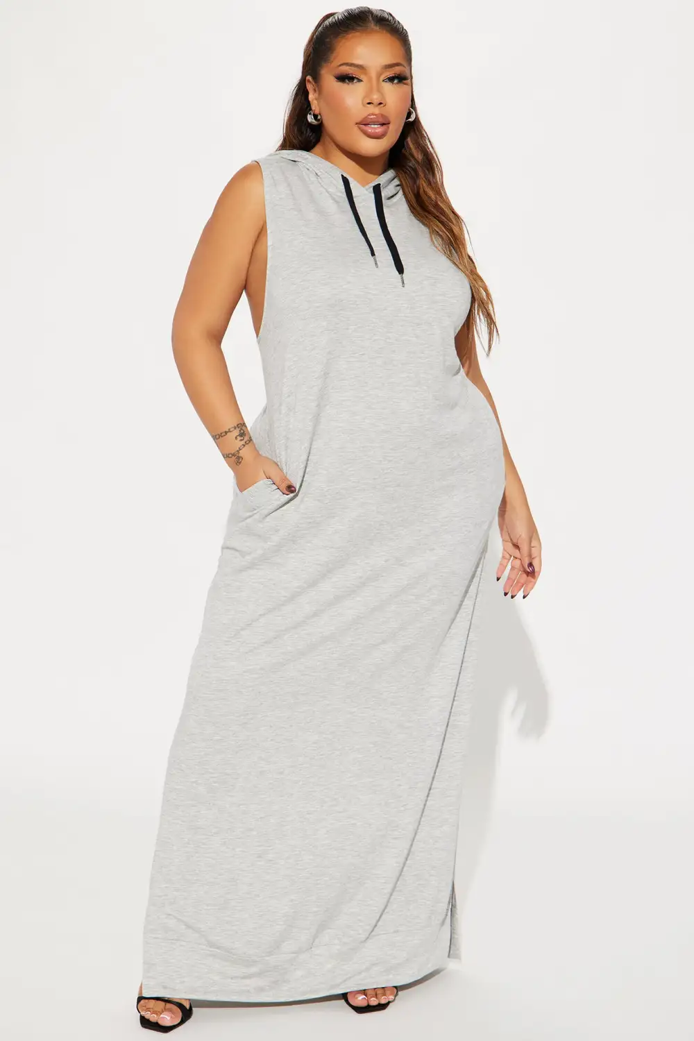 Azalea French Terry Maxi Dress - Heather Grey