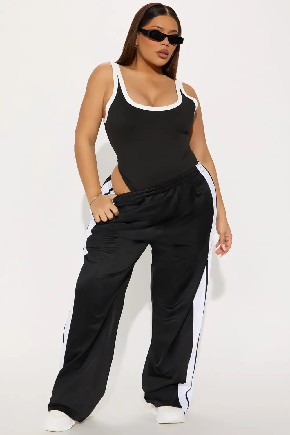 Grace Contrast Trim Bodysuit - Black/White