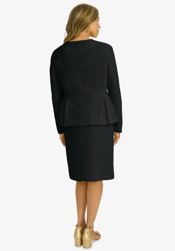 Collarless Peplum Skirt Suit