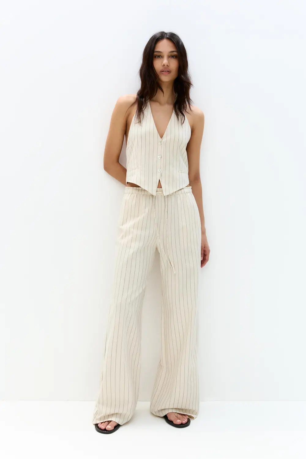 Striped vest with open back