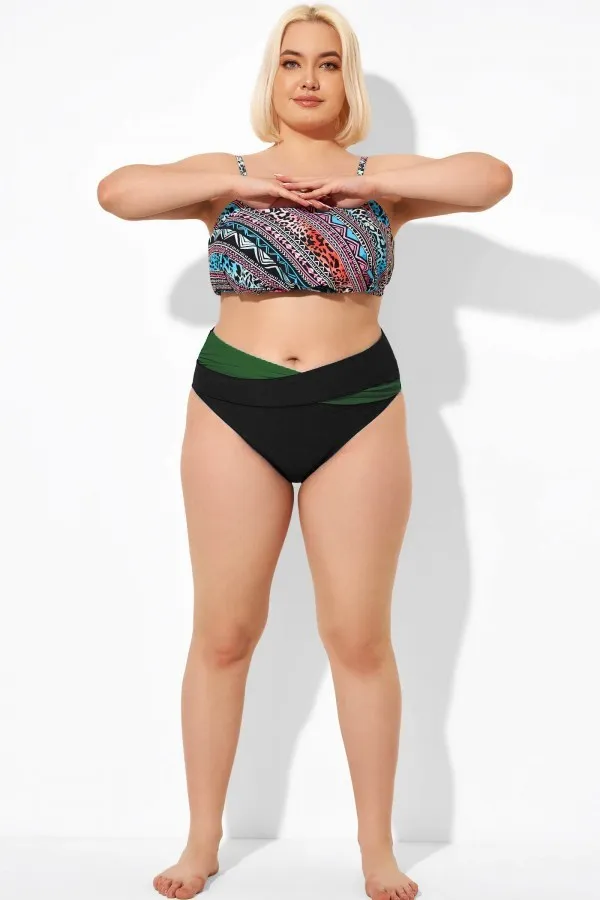 Mid Rise Colorblock Swim Bikini Bottom