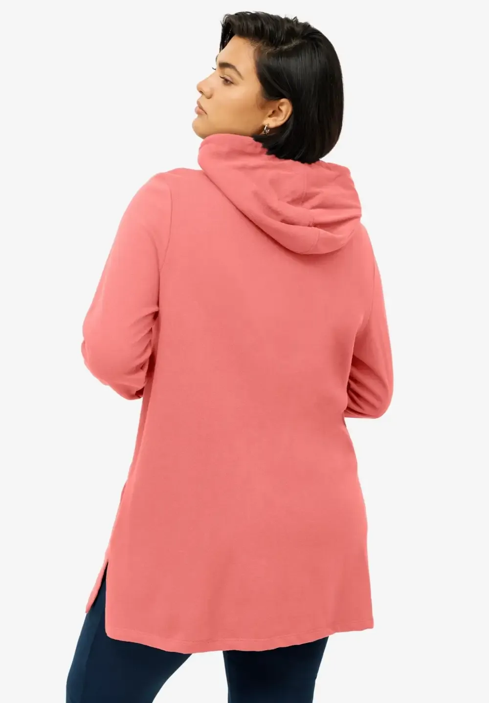 French Terry Zip-Front Hoodie With Zip Pockets