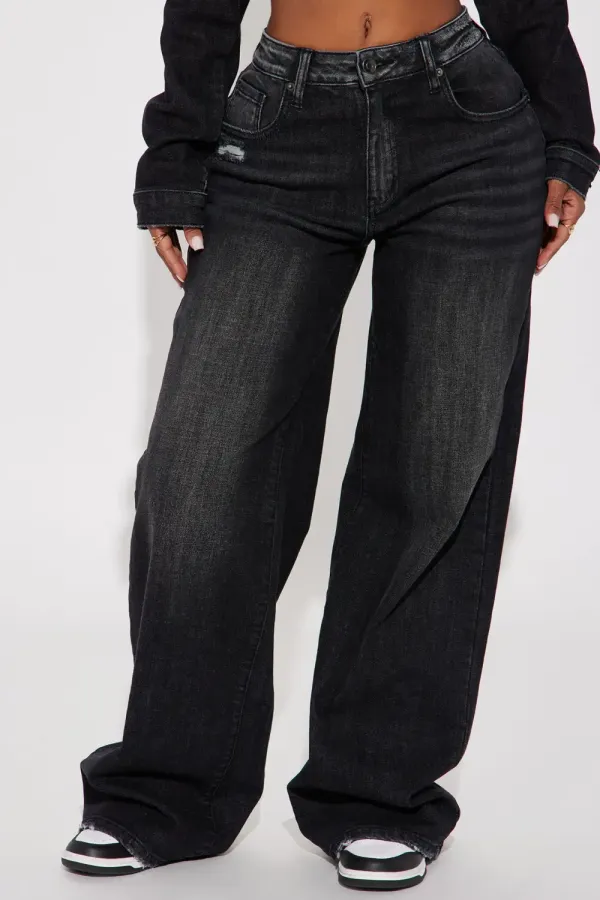 Astrid Wide Leg Baggy Jean - Black Wash
