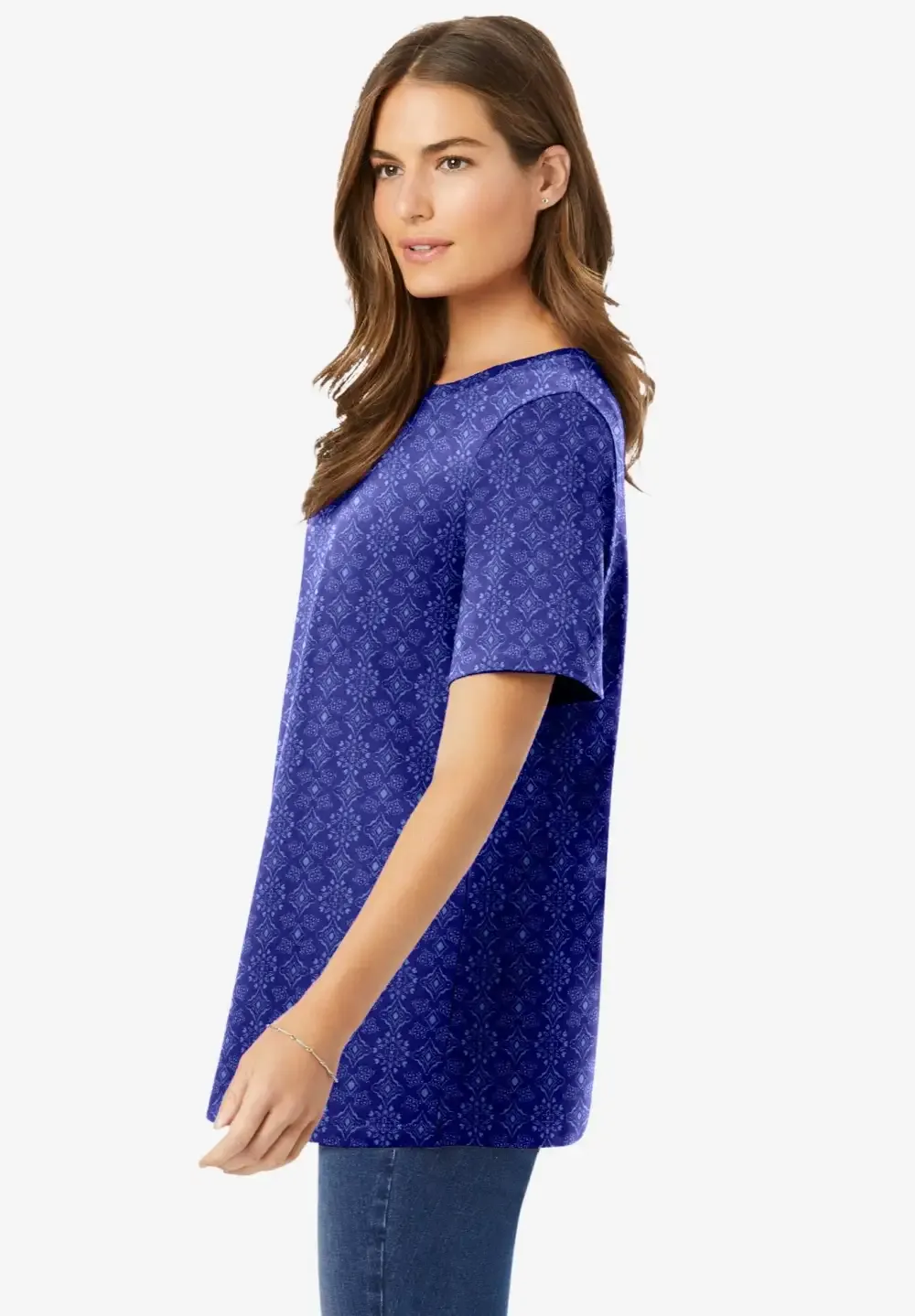 Perfect Printed Short-Sleeve Crewneck Tee