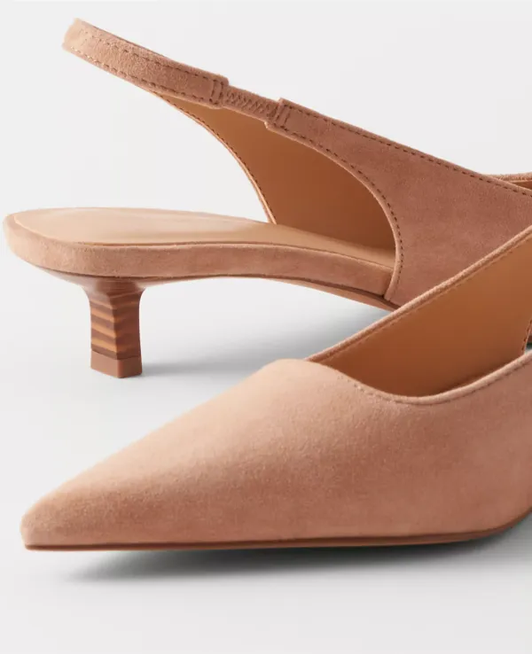 Suede Kitten Heel Slingback Pumps