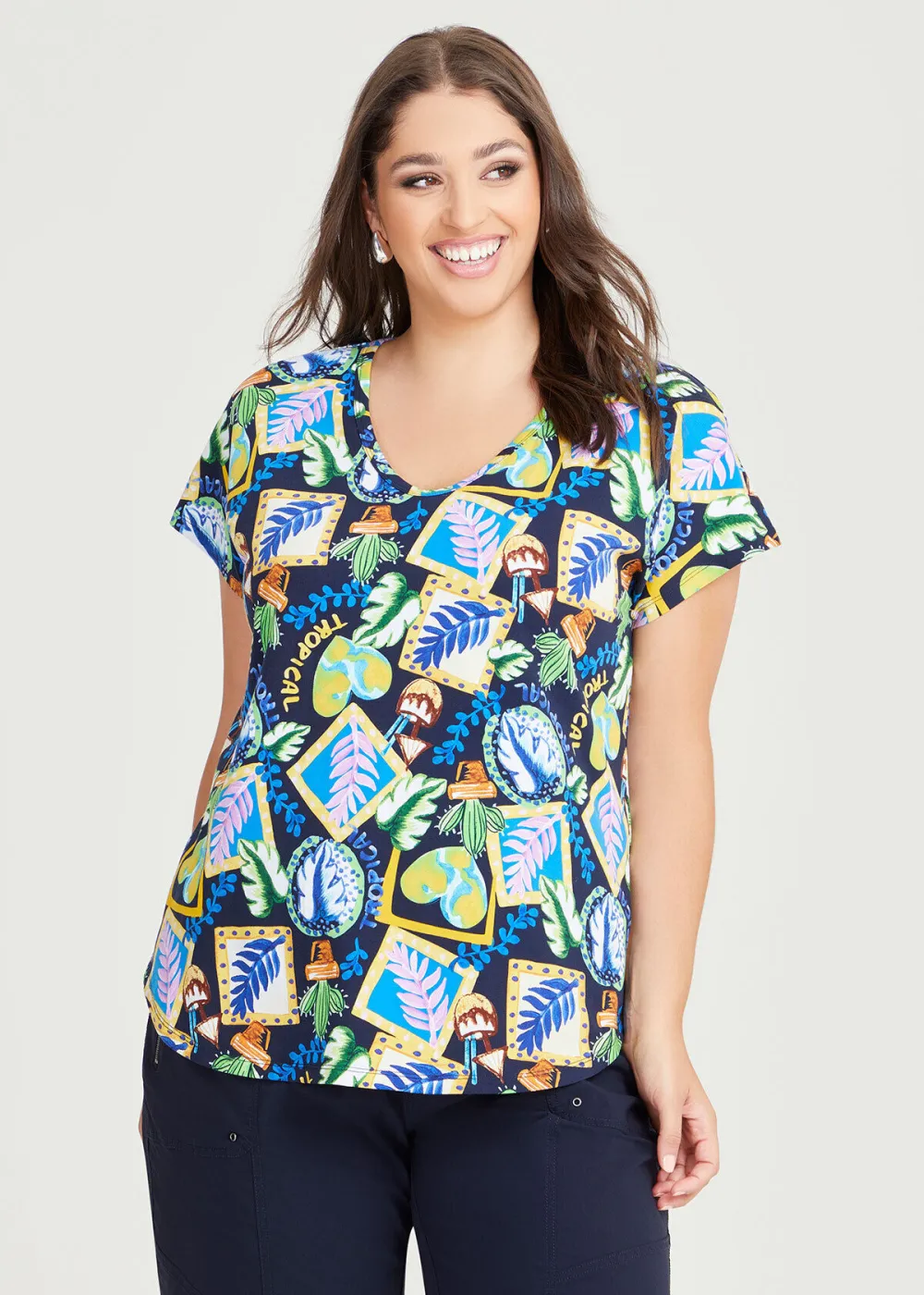 Cotton Tropical Print Top